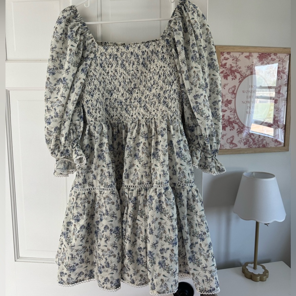 Vestique Floral Spring Ready Mini Dress - Blue